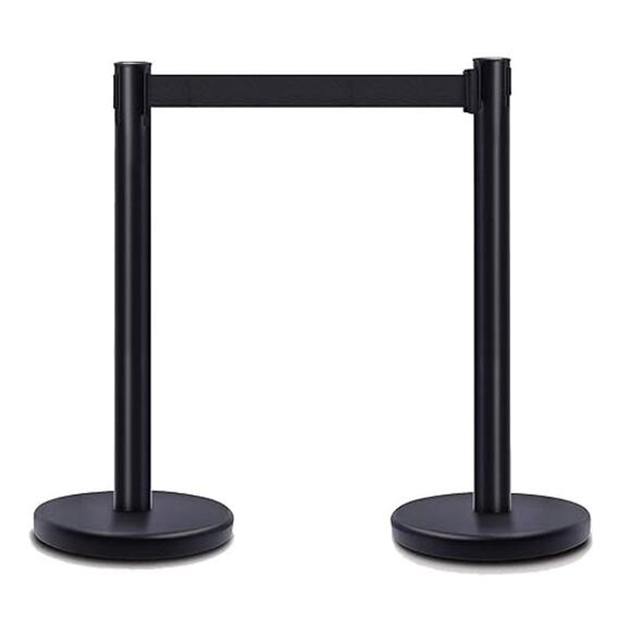 NWT DuraSteel Heavy Duty Black Stanchions w/ 6.5 ft Retractable Belt, 2 Set/Pack - Picture 1 of 6